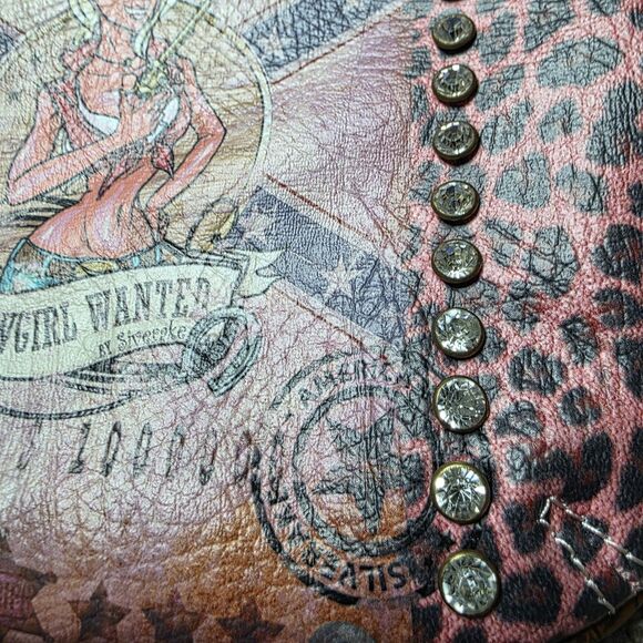 Cowgirl Wanted Rhinestone Shoulder Bag Crossbody Purse Animal Print Western - Picture 3 of 13